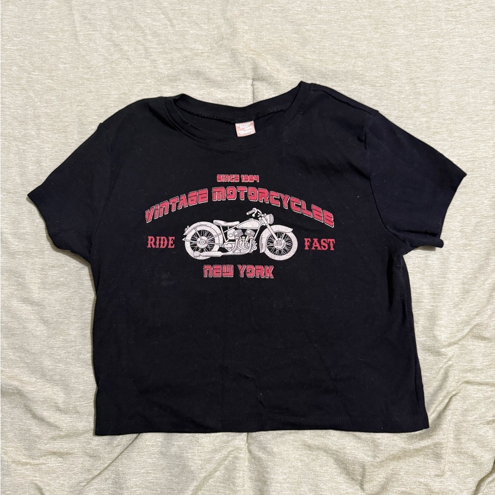 Women’s Black Motorcycle Graphic Tee